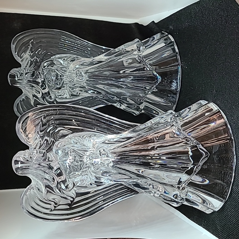 2 Beautiful Crystal Angel Taper Candle Holders